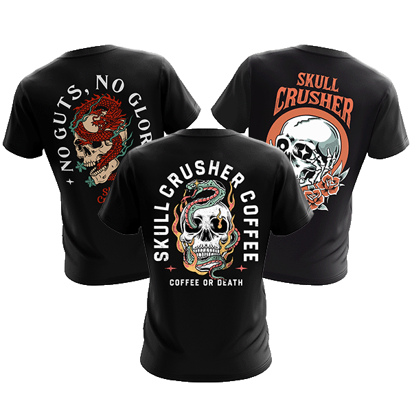 skull crusher coffee t-shirts